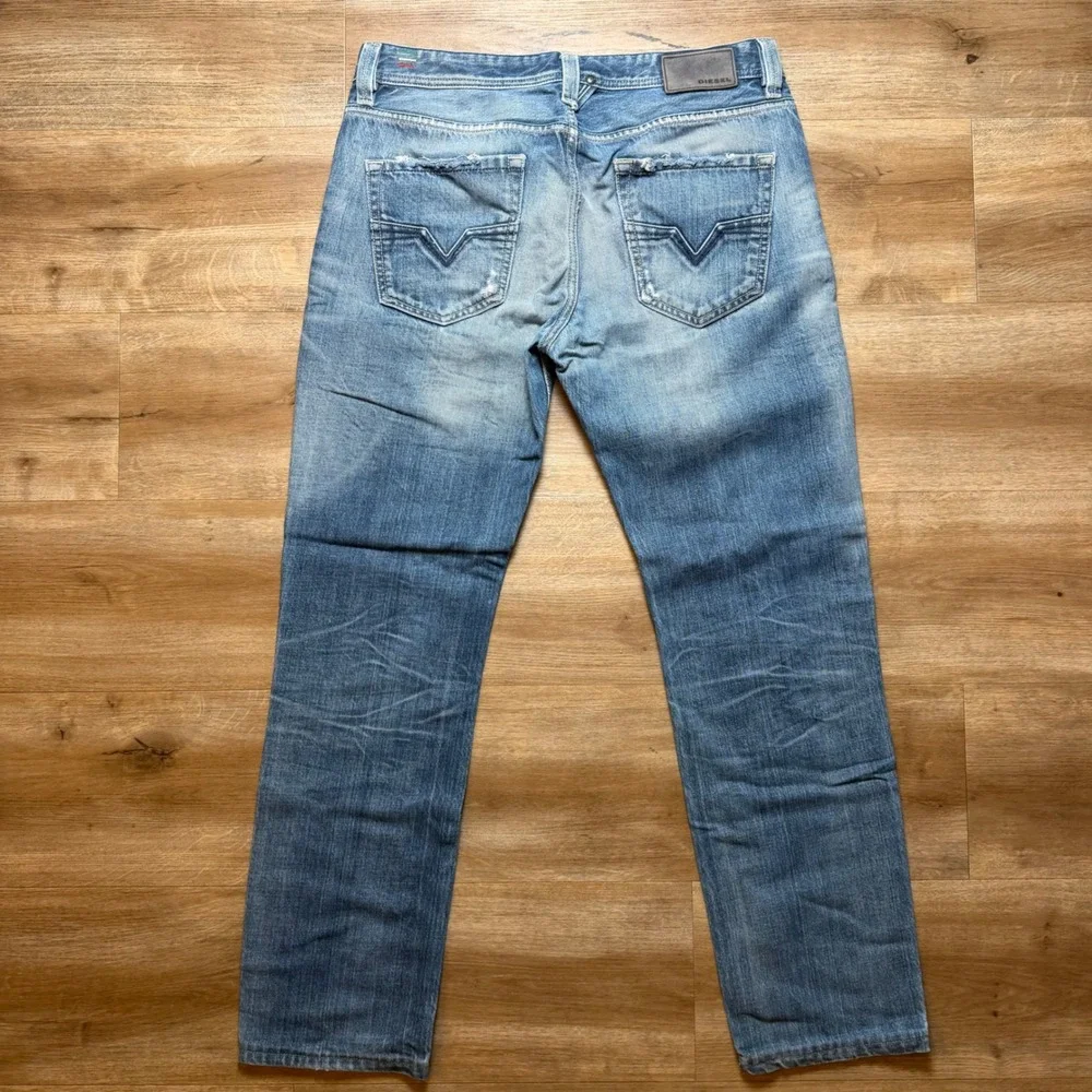 Diesel Larkee Jeans Mens 31x28 Blue Eyecons Edition Straight Distressed 008NE